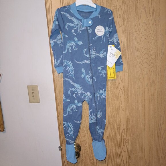 Burt's Bees Baby® Baby Boys' Dinosaur Snug Fit Footed Pajama - Dark Blue 12M - Picture 2 of 10